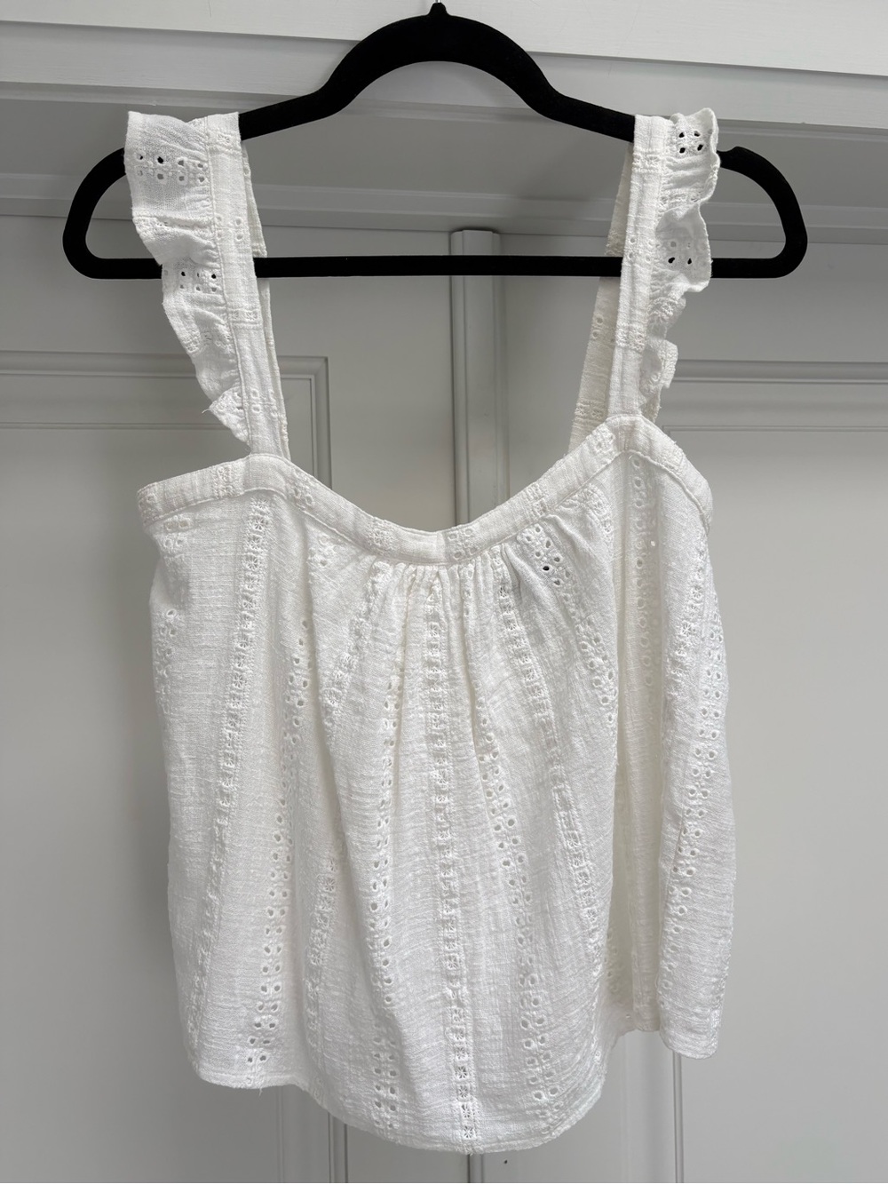 VICI Flounce Sleeve Eyelet Top with Back Buttons